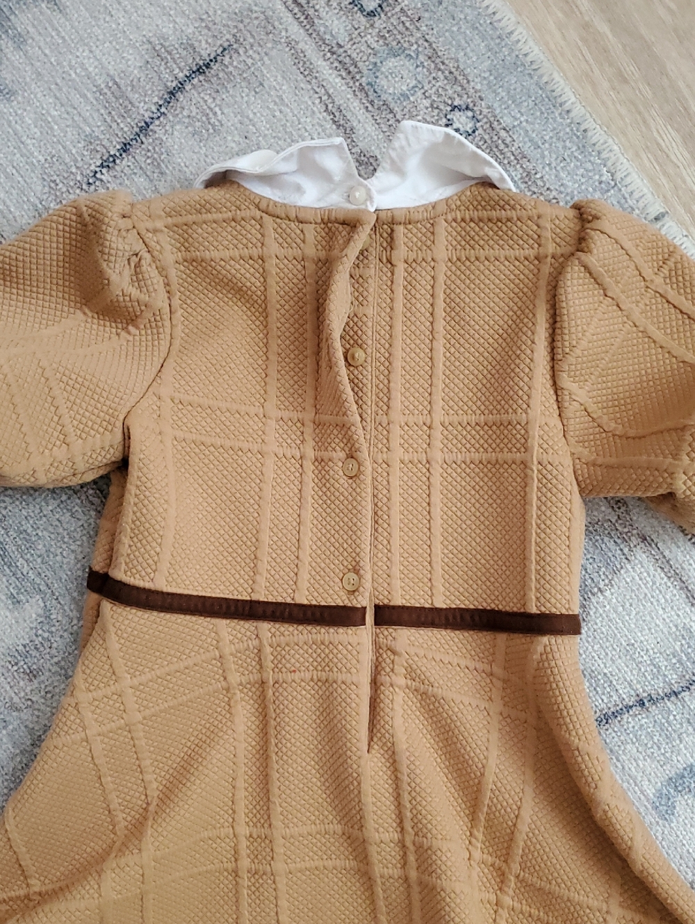 Janie and Janie Girls Tan Equestrian Collared Dress Sz5 - Picture 12 of 13